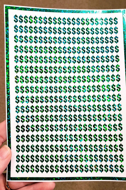 Dollar Sign Money Stickers for household budgets, financial planning, notebooks and journals. Set of 350 extra small dollar stickers pay day