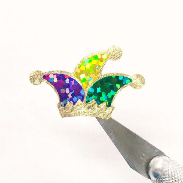 Mardi Gras Jester Hat Glitter Stickers