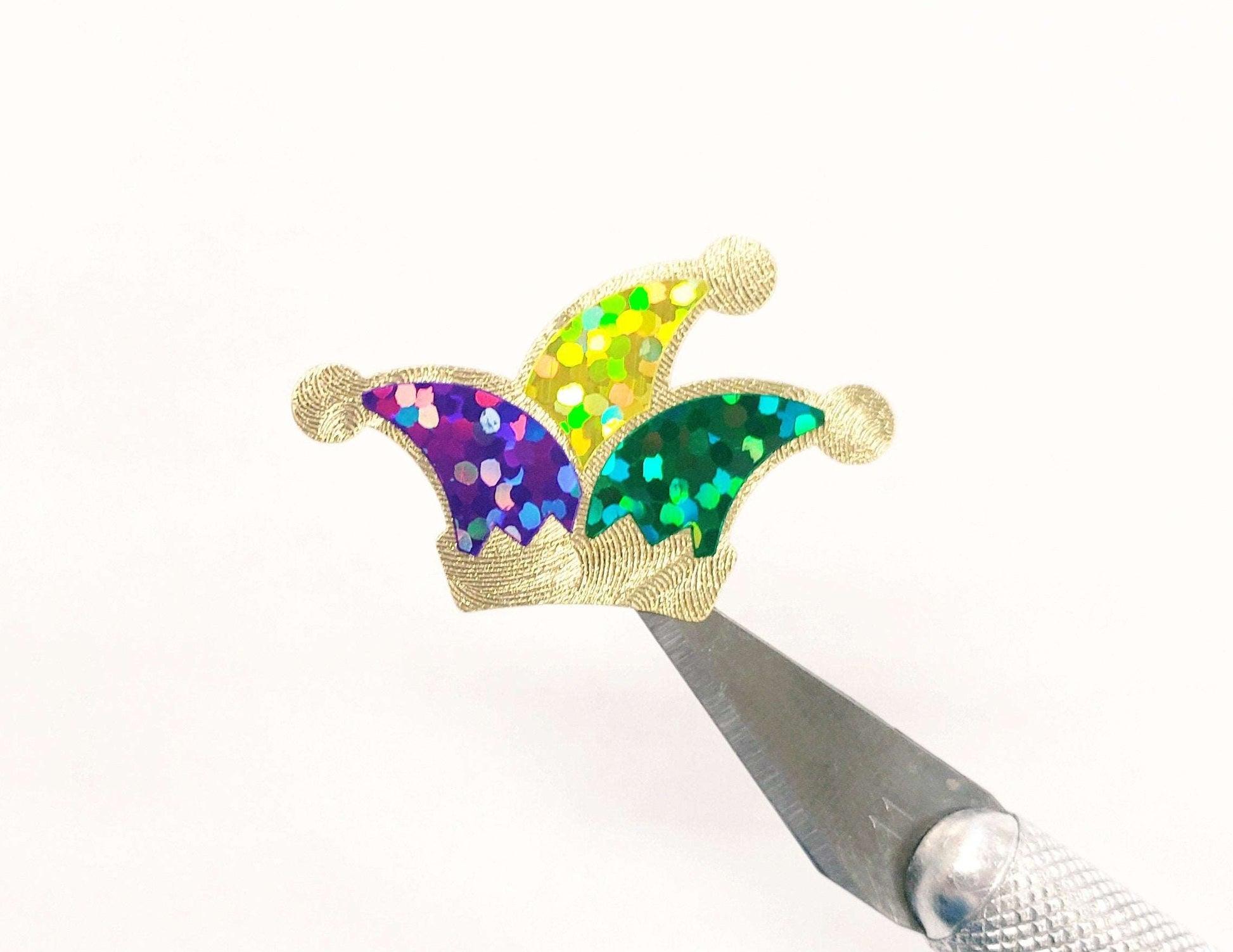 Mardi Gras Jester Hat Glitter Stickers