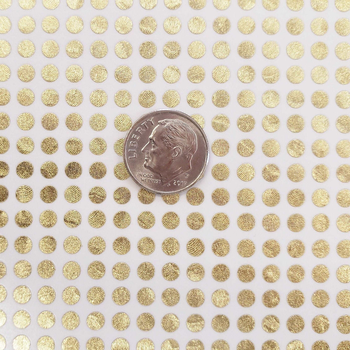 Extra Small Gold Dot Stickers, set of 750 micro sized golden dot vinyl stickers for bullet journals, notebooks, nail art and craft projects