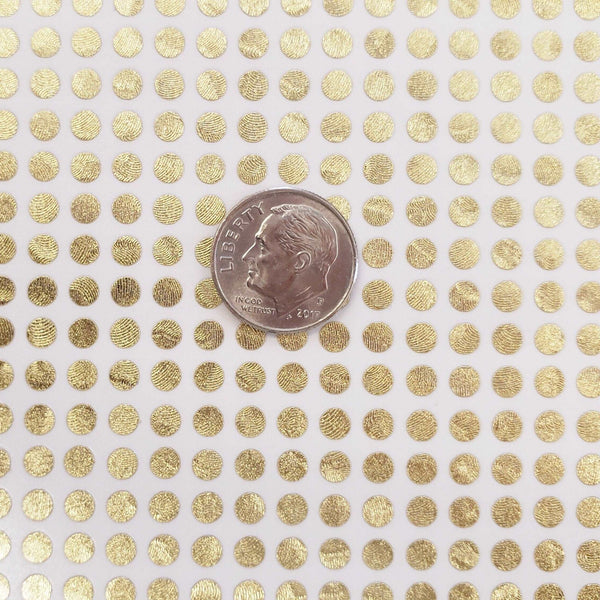 Extra Small Gold Dot Stickers, set of 750 micro sized golden dot vinyl stickers for bullet journals, notebooks, nail art and craft projects