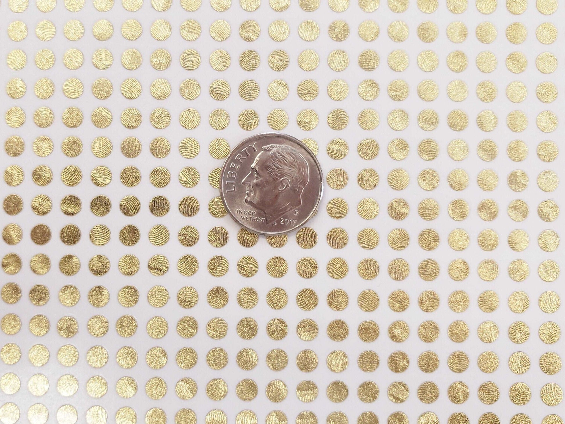 Extra Small Gold Dot Stickers, set of 750 micro sized golden dot vinyl stickers for bullet journals, notebooks, nail art and craft projects