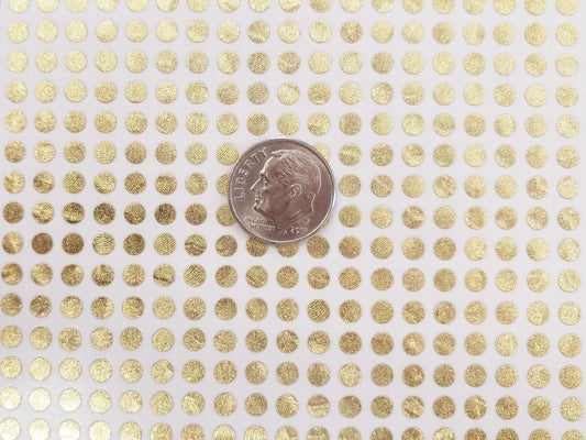 Extra Small Gold Dot Stickers, set of 750 micro sized golden dot vinyl stickers for bullet journals, notebooks, nail art and craft projects
