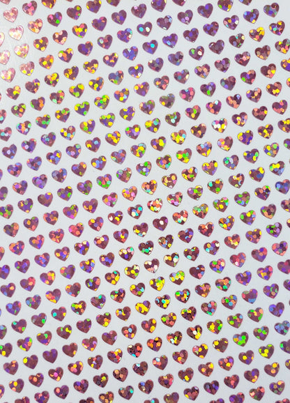 Pink Heart Stickers, set of 640 extra small pink glitter heart stickers for bullet journals, notebooks, nail art, toploader photocards