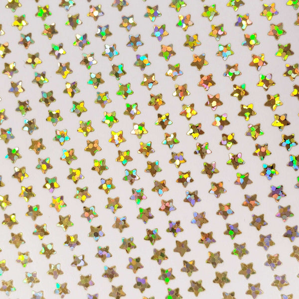 Extra Small Gold Star Stickers, set of 600 micro sized golden star vinyl stickers for journals, notebooks, nail art and craft projects