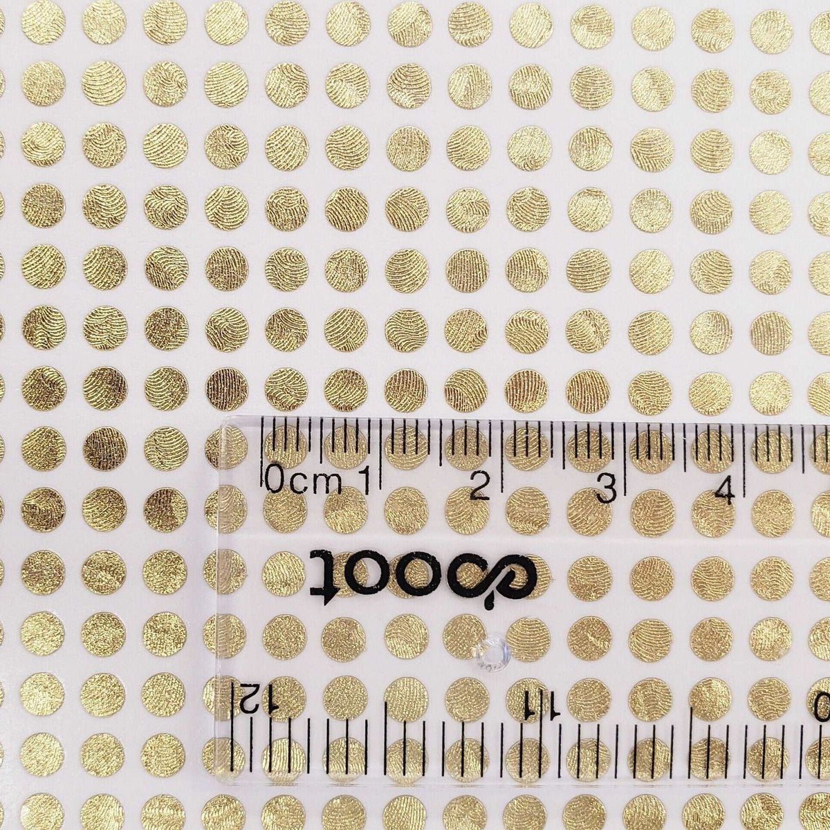 Extra Small Gold Dot Stickers, set of 750 micro sized golden dot vinyl stickers for bullet journals, notebooks, nail art and craft projects
