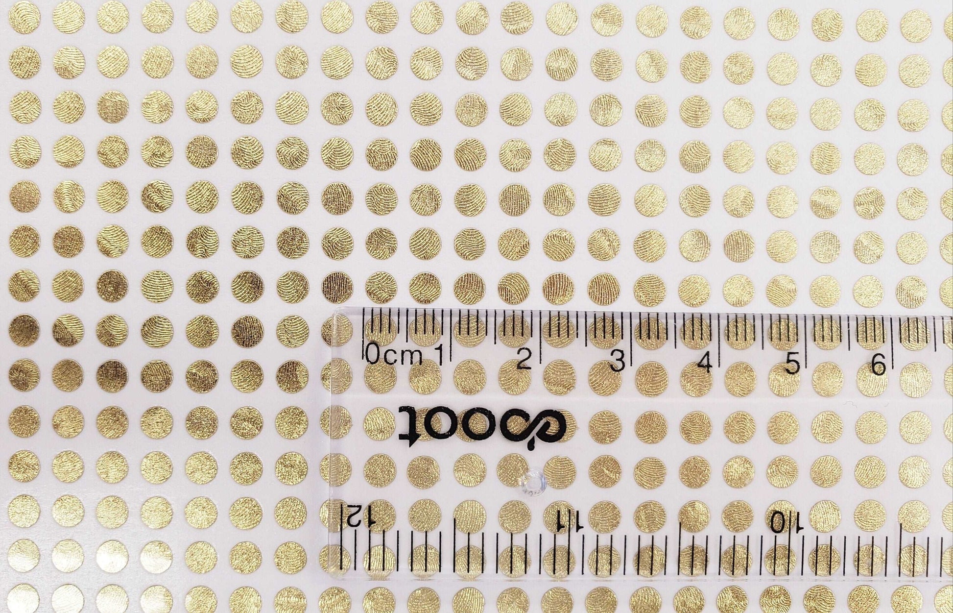 Extra Small Gold Dot Stickers, set of 750 micro sized golden dot vinyl stickers for bullet journals, notebooks, nail art and craft projects