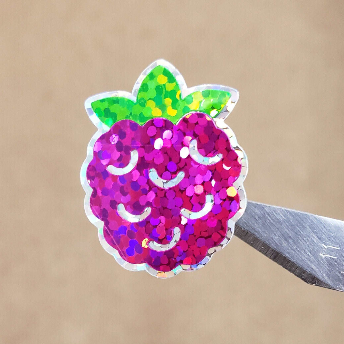 Raspberry Stickers, set of 12 or 24 pink and green summer fruit stickers for envelopes, cards, notebooks, drink cups and craft projects.