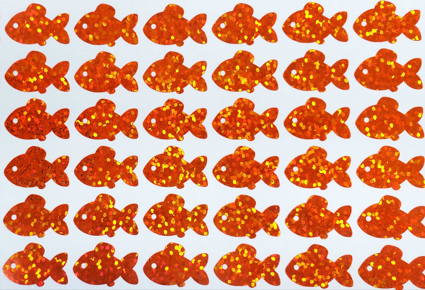 Goldfish Stickers, set of 100 or 250 orange fish glitter decals, small fish stickers for calendars, notebooks, laptops, journals and crafts