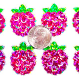 Raspberry Stickers, set of 12 or 24 pink and green summer fruit stickers for envelopes, cards, notebooks, drink cups and craft projects.