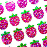 Raspberry Stickers, set of 12 or 24 pink and green summer fruit stickers for envelopes, cards, notebooks, drink cups and craft projects.