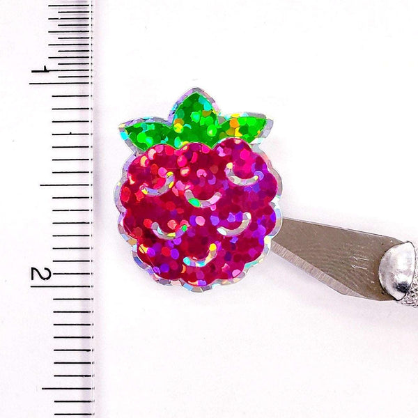 Raspberry Stickers, set of 12 or 24 pink and green summer fruit stickers for envelopes, cards, notebooks, drink cups and craft projects.