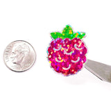 Raspberry Stickers, set of 12 or 24 pink and green summer fruit stickers for envelopes, cards, notebooks, drink cups and craft projects.