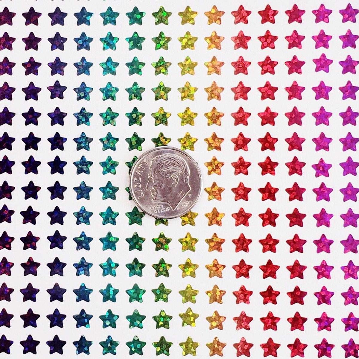 Extra Small Star Stickers, set of 490 rainbow glitter star stickers for bullet journals, notebooks, toploader card sleeves and planners.