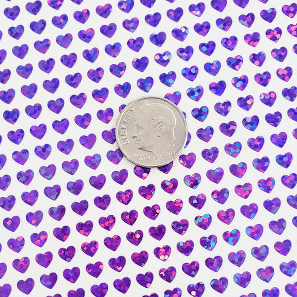Heart Stickers, set of 640 extra small purple glitter heart stickers for bullet journals, notebooks, toploader card sleeves and planners.