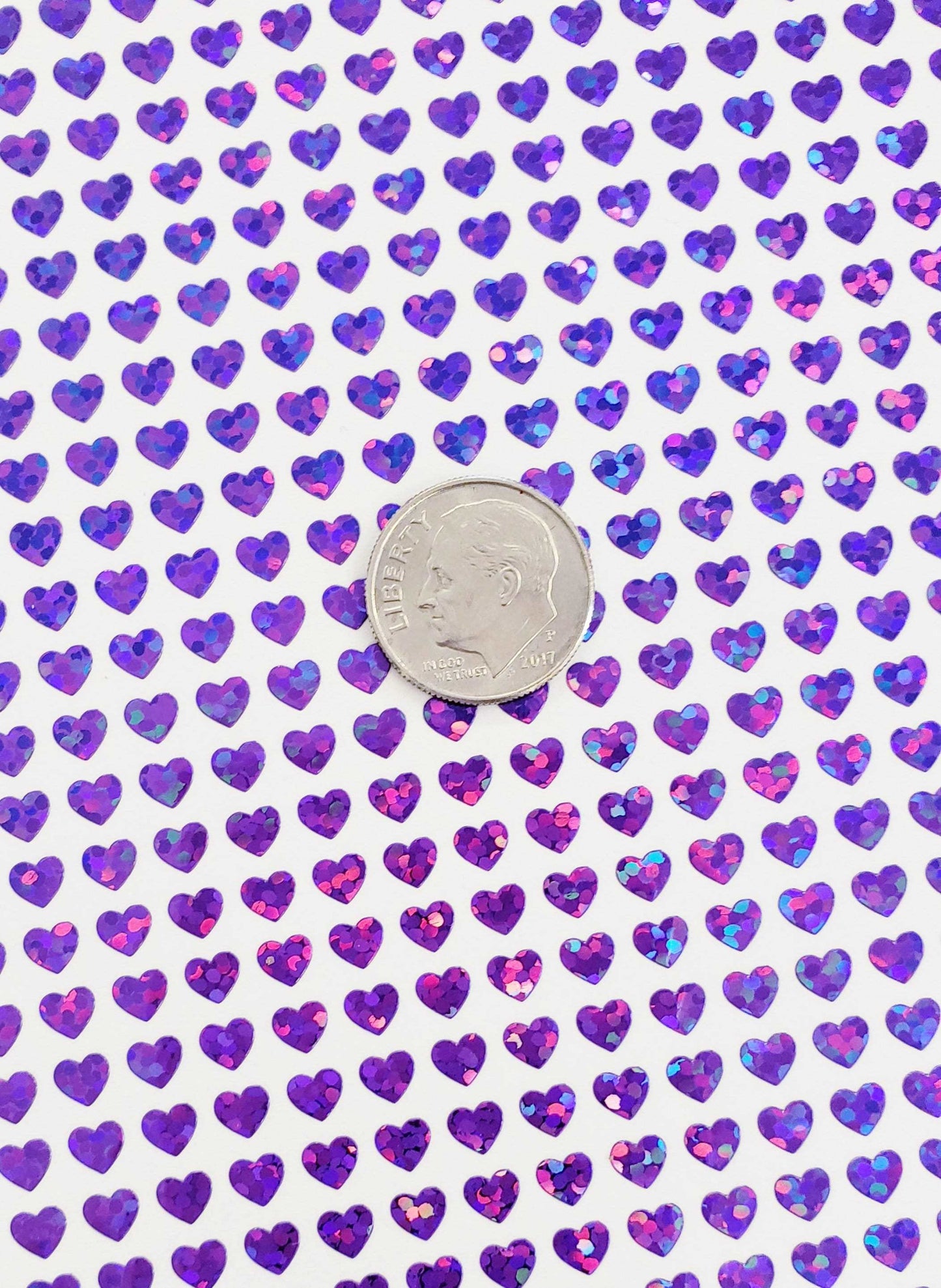 Heart Stickers, set of 640 extra small purple glitter heart stickers for bullet journals, notebooks, toploader card sleeves and planners.