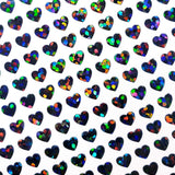 Heart Stickers, set of 640 extra small black glitter holo deco stickers for journals, notebooks, toploader card sleeves and planners.