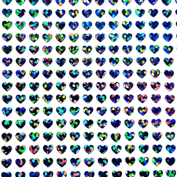 Heart Stickers, set of 640 extra small black glitter holo deco stickers for journals, notebooks, toploader card sleeves and planners.