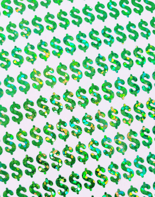 Dollar Sign Money Stickers for household budgets, financial planning, notebooks and journals. Set of 350 extra small dollar stickers pay day
