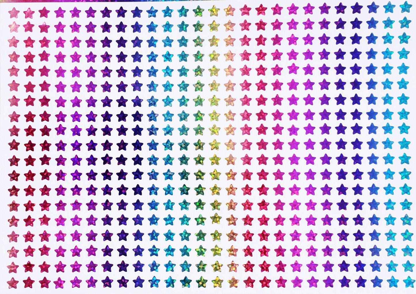 Extra Small Star Stickers, set of 490 rainbow glitter star stickers for bullet journals, notebooks, toploader card sleeves and planners.