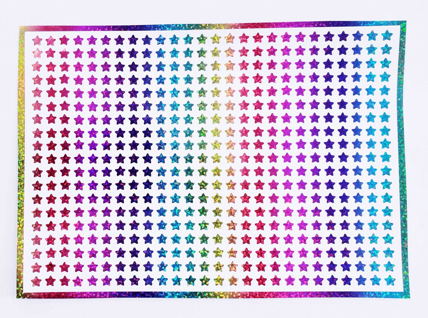 Extra Small Star Stickers, set of 490 rainbow glitter star stickers for bullet journals, notebooks, toploader card sleeves and planners.