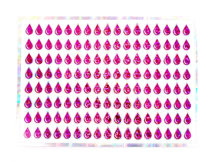 Hot Pink Water Drop Stickers, set of 136 sparkly magenta pink raindrop vinyl decals, drink water tracker for journals and notebooks