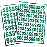 Dollar Sign Money Stickers for household budgets, financial planning and cash stuffing envelopes. Set of 88 small green glitter dollar signs