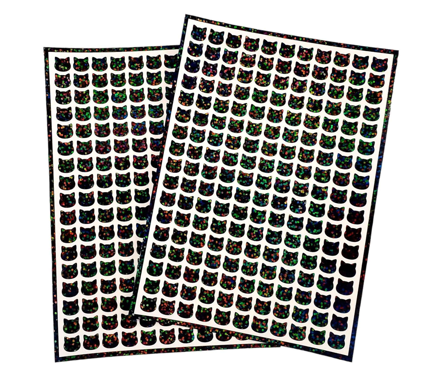 Black Cat Mini Stickies, set of 187 tiny sparkly Halloween cat stickers.