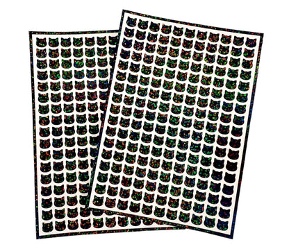 Black Cat Mini Stickies, set of 187 tiny sparkly Halloween cat stickers.