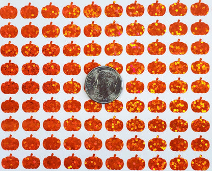 Orange Pumpkin Mini Stickies, set of 228 sparkly Autumn Halloween pumpkin tiny stickers.