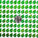 Leaf Mini Stickies, set of 195 sparkly bright green tiny leaf decals.