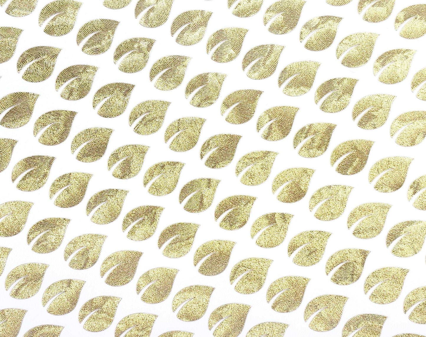 Leaf Mini Stickies, set of 195 gold metallic tiny leaf decals.
