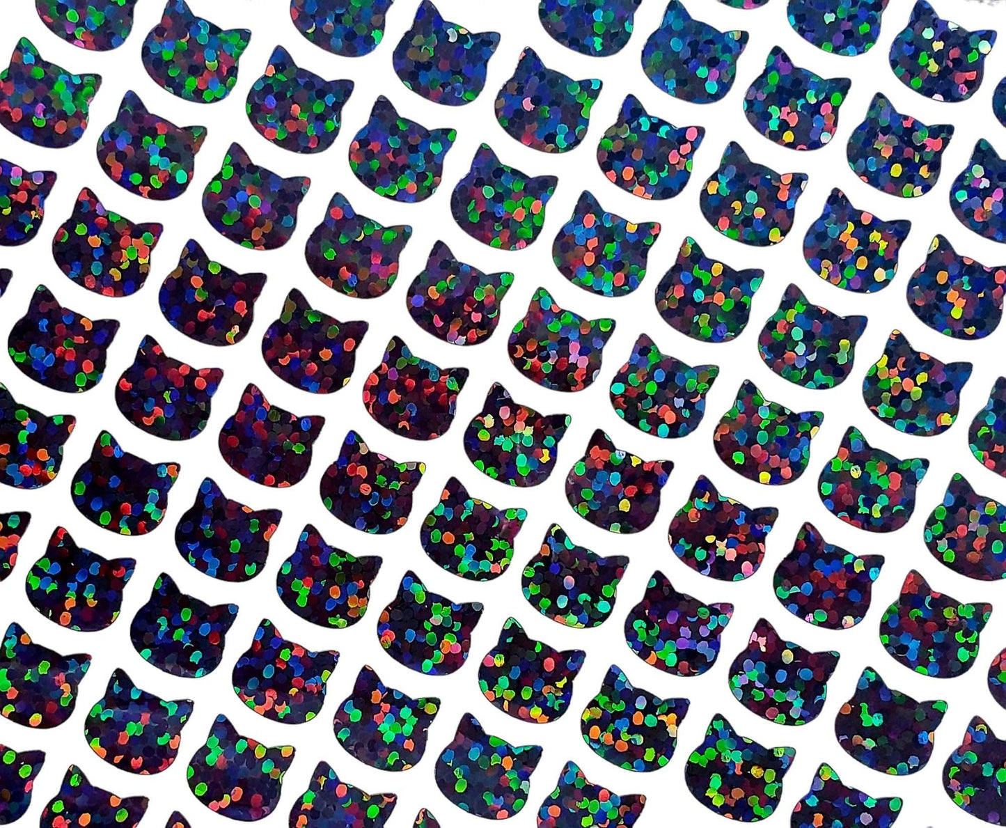 Black Cat Mini Stickies, set of 187 tiny sparkly Halloween cat stickers.