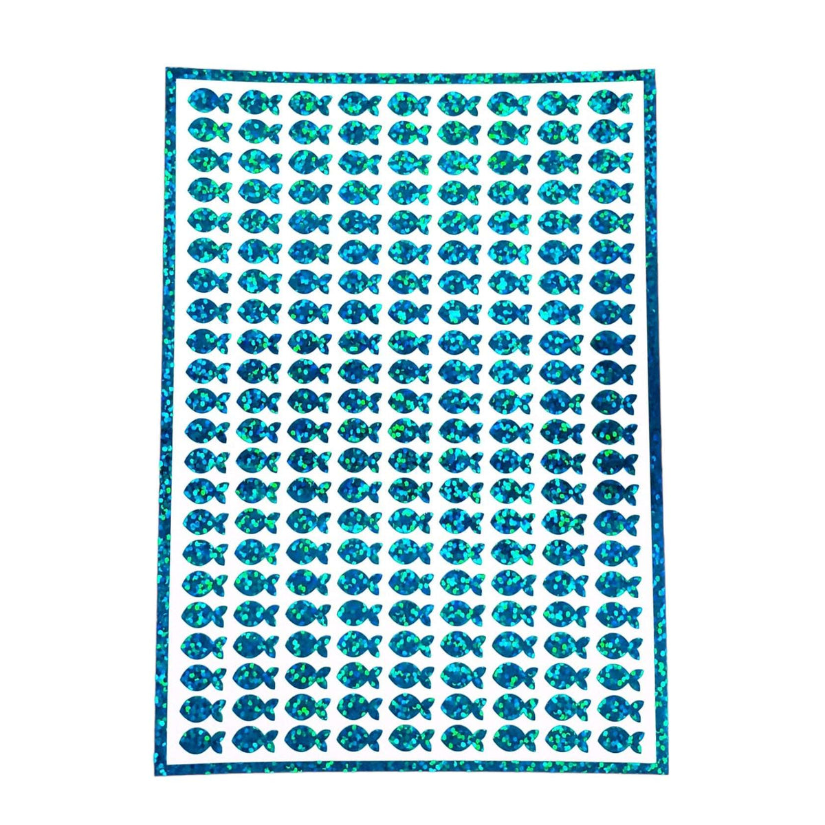 Fish Stickies, set of 198 sparkly turquoise mini fish stickers.