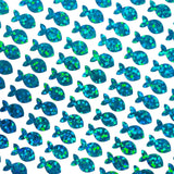 Fish Stickies, set of 198 sparkly turquoise mini fish stickers.