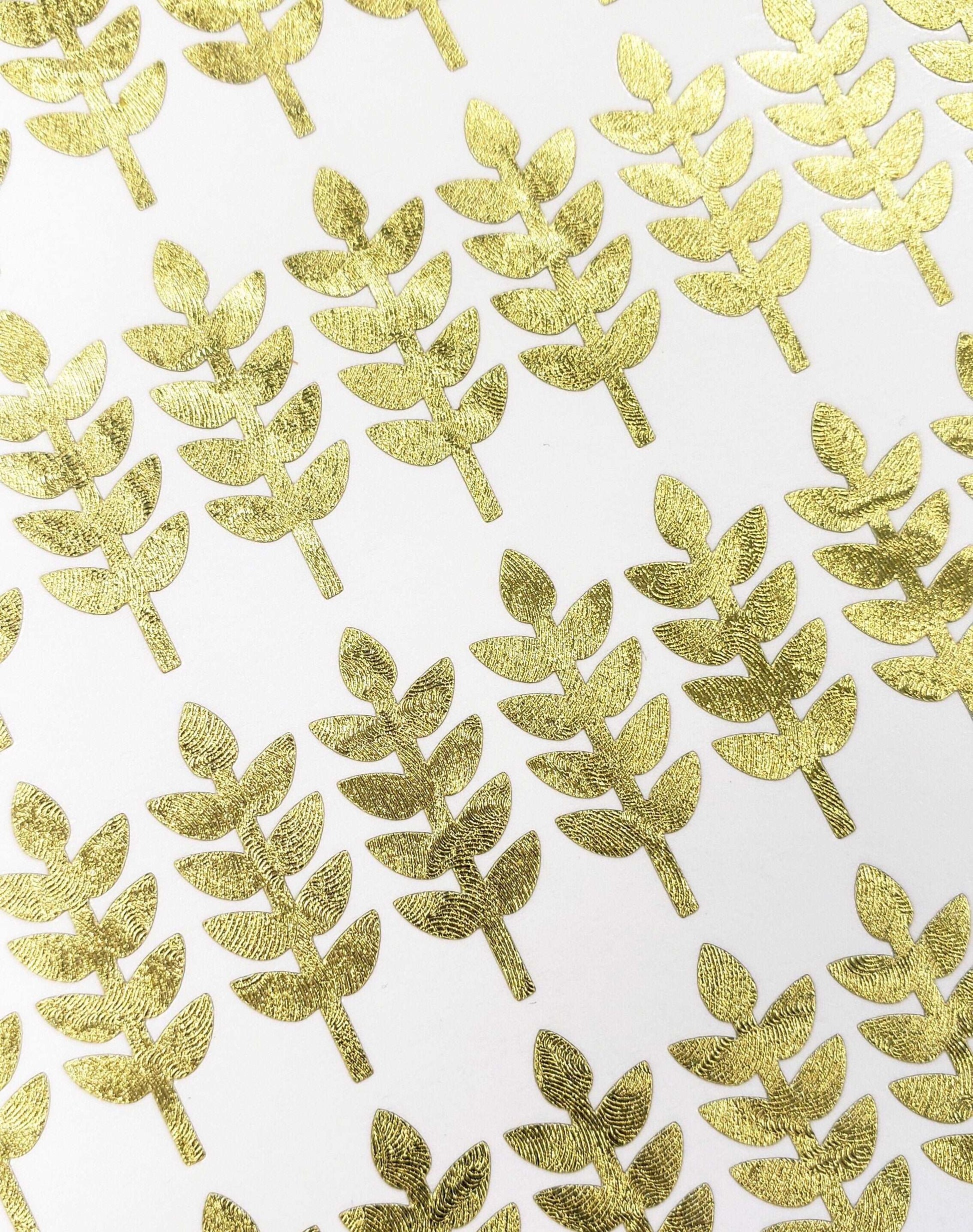 Gold Wheat Leaf Stickers, set of 60 small golden metallic wheat stem decals for envelopes and invitations