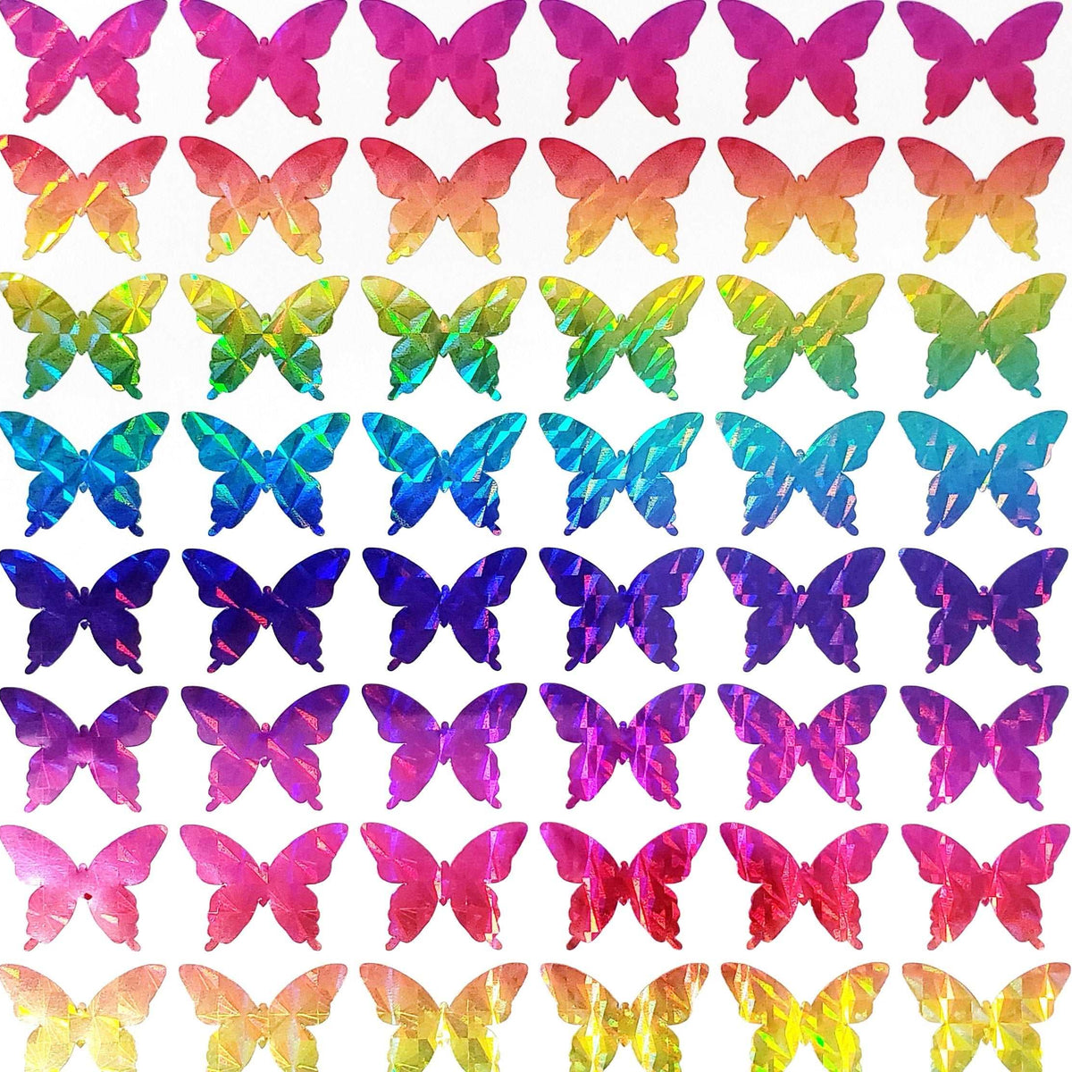 Rainbow Butterfly Stickers, set of 25, 50, 100 or 200 sparkly rainbow vinyl butterflies, stickers for planners, envelopes and journals.
