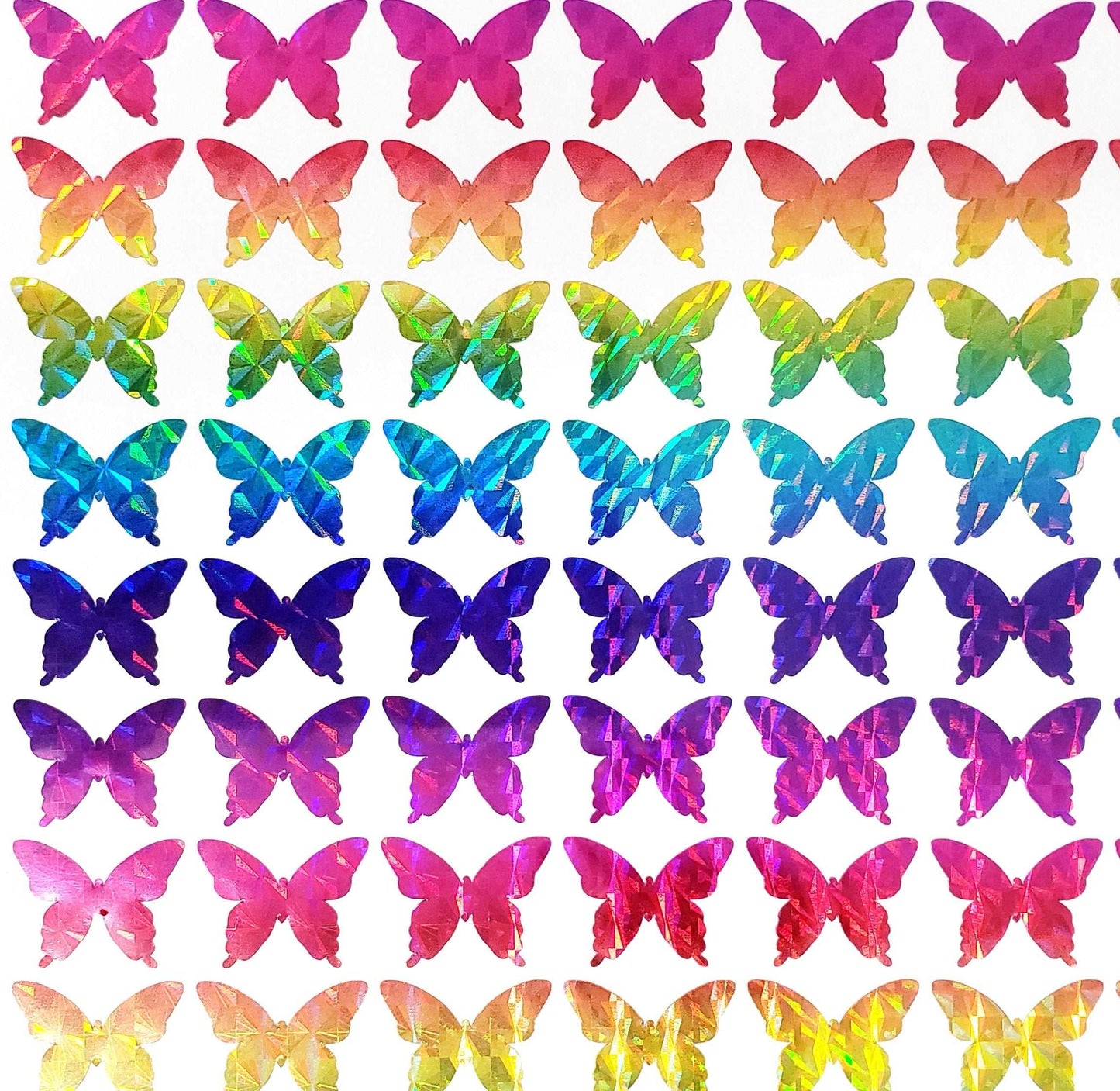 Rainbow Butterfly Stickers, set of 25, 50, 100 or 200 sparkly rainbow vinyl butterflies, stickers for planners, envelopes and journals.