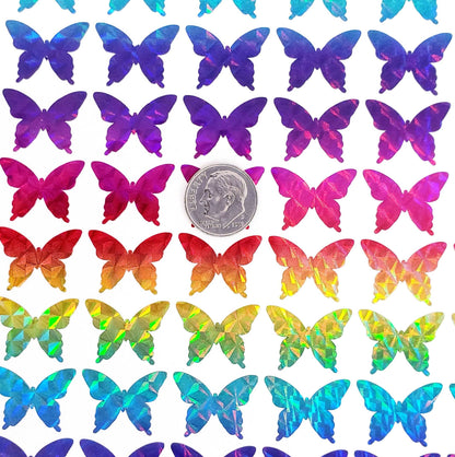 Rainbow Butterfly Stickers, set of 25, 50, 100 or 200 sparkly rainbow vinyl butterflies, stickers for planners, envelopes and journals.