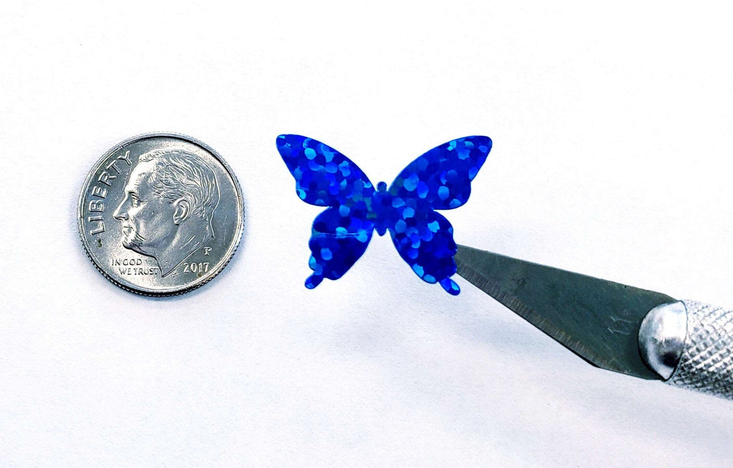 Sparkly Blue Butterfly Stickers. Set of butterflies for planners, envelopes, laptops, crafts and journals.