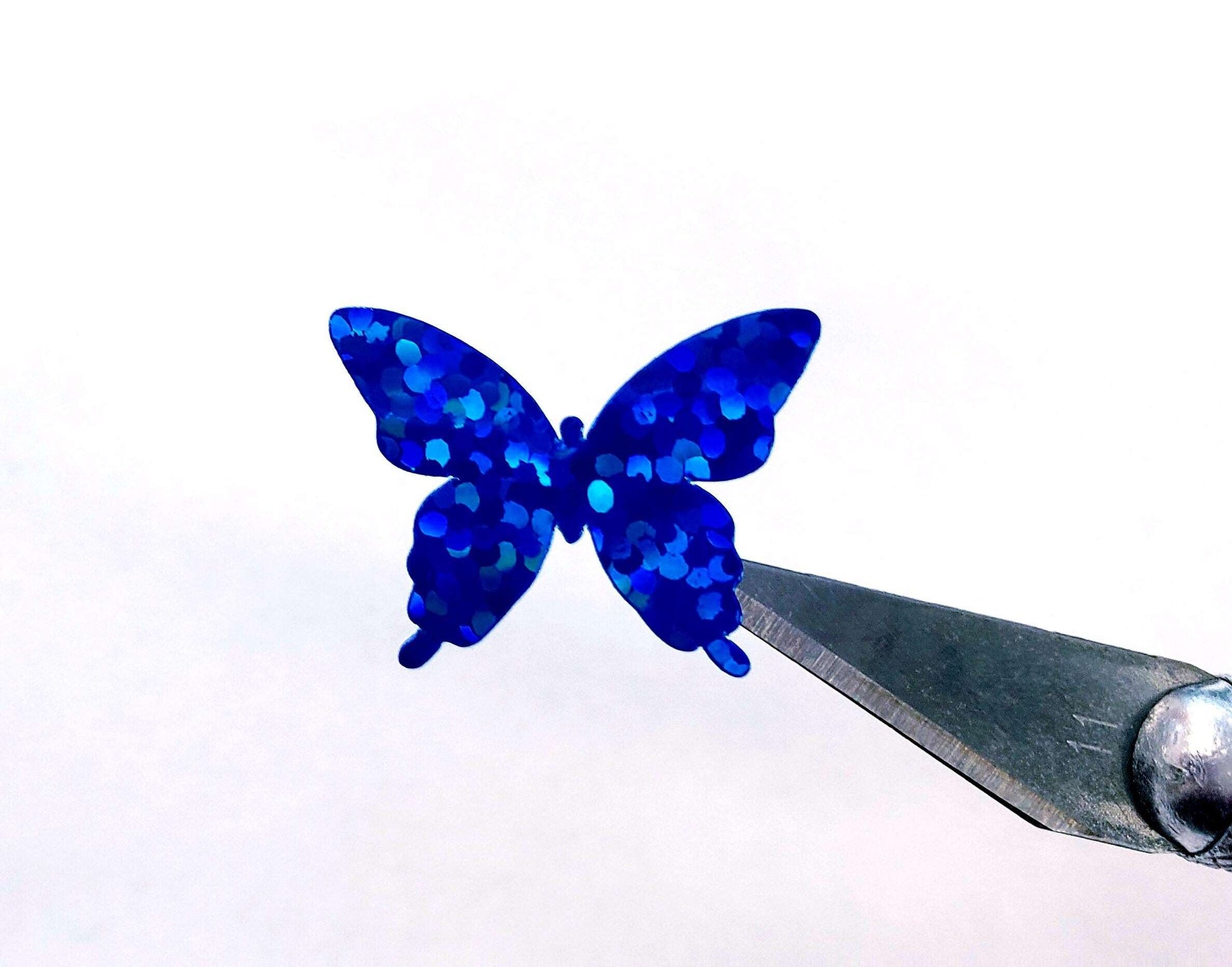 Sparkly Blue Butterfly Stickers. Set of butterflies for planners, envelopes, laptops, crafts and journals.