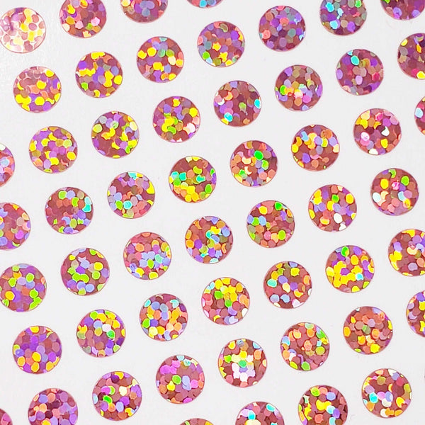 Small Light Pink Dots Sticker Sheet, set of 368 pink glitter dot stickers for planners, goal charts, favors, journals, notecards and crafts