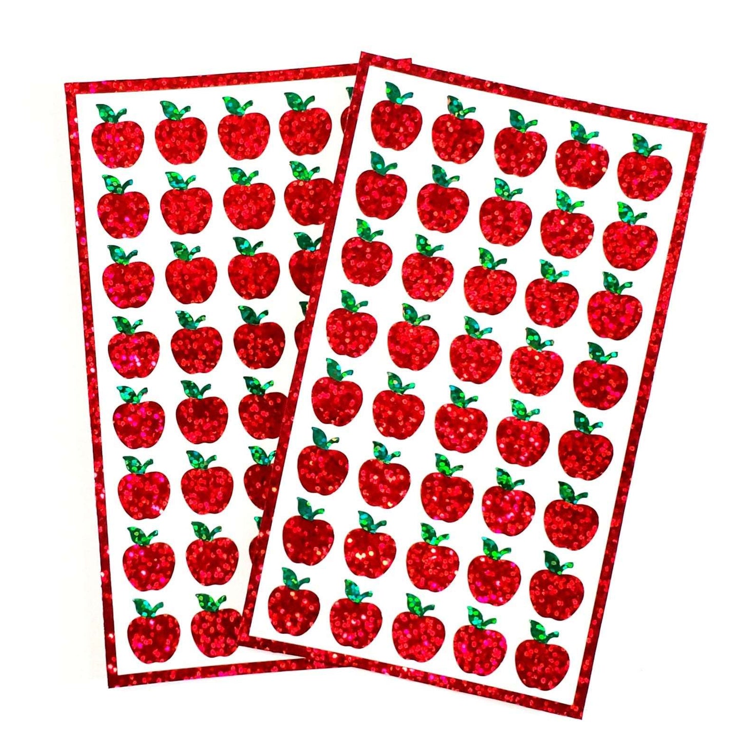 Small Apples Sticker Sheet, set of 40 sparkly red apple vinyl decals, back to school decorations, teacher stickers, recipe card labels.