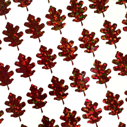 Brown Oak Leaves Sticker Sheet, set of 60 vinyl decals for Autumn weddings, daily journals, scrapbook pages and fall craft projects.