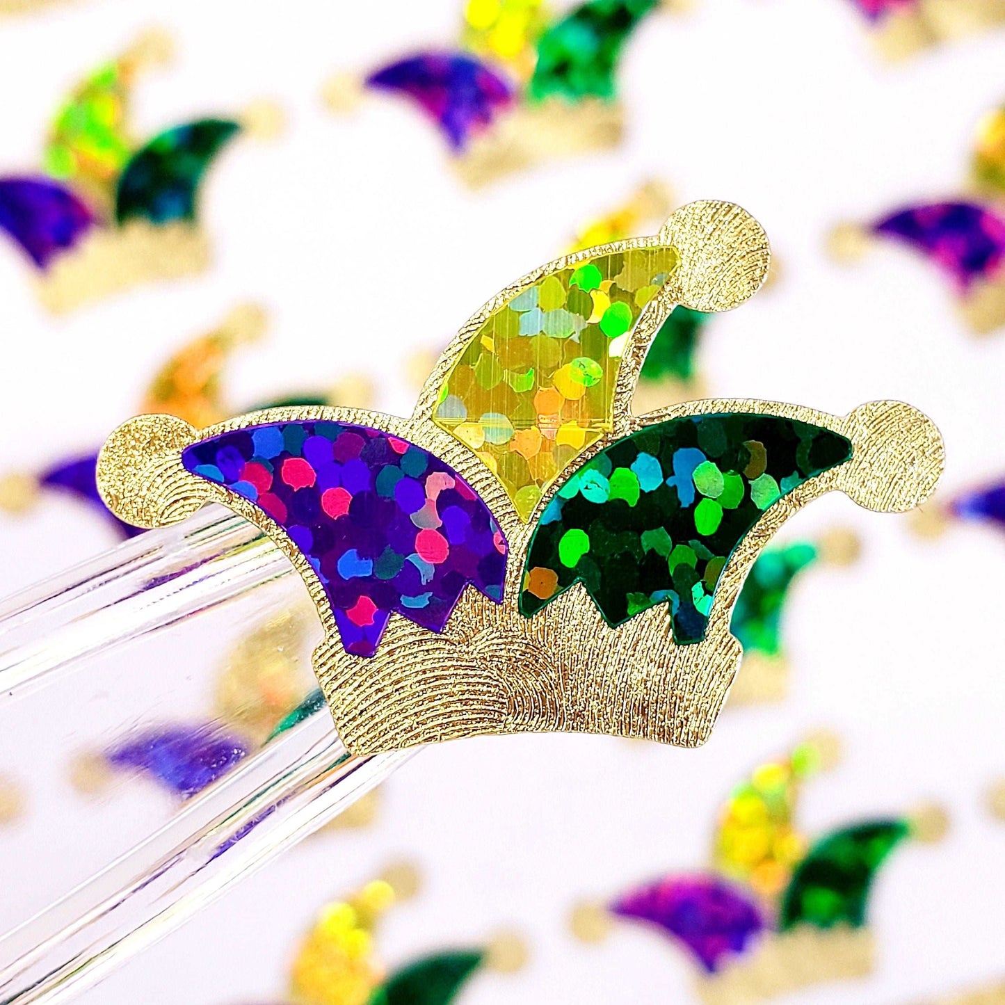 Small Mardi Gras Jester Hat Glitter Stickers, set of 16 – Fairy Dust Decals