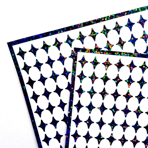 Black Four-Pointed Stars Sticker Sheet