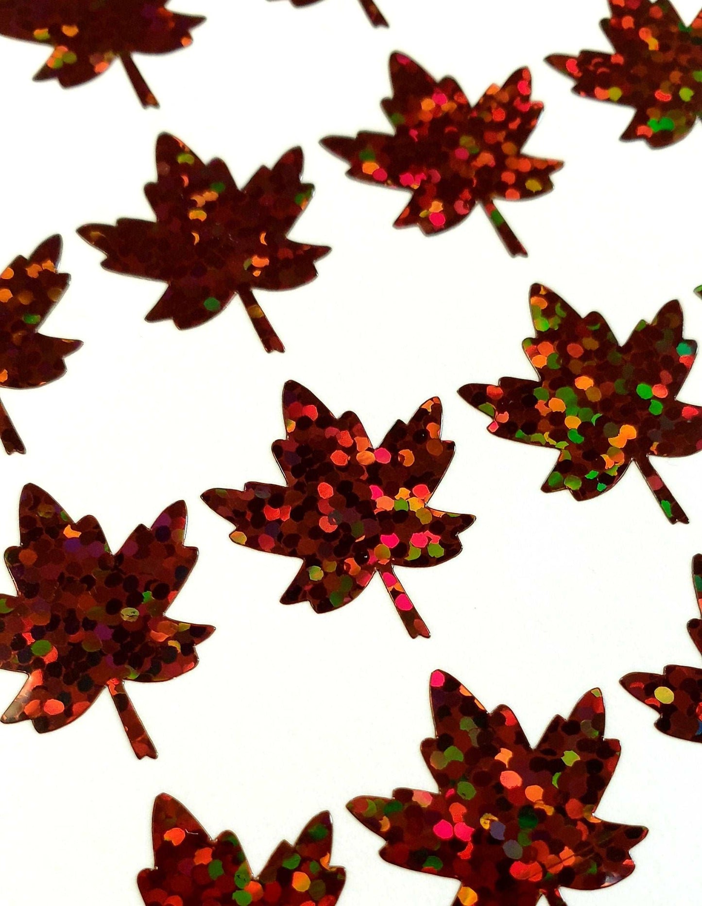 Brown Maple Leaves Sticker Sheet, set of 45 leaf vinyl decals for Autumn weddings, fall decor, planners, scrapbook pages and Thanksgiving.