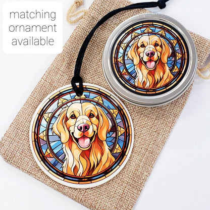 Golden Retriever Gift Tin. Small round metal trinket container with golden dog graphics. Stocking Stuffer. Guitar Pick holder. Mints tin.