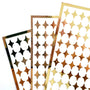 Small Gold Four-Pointed Stars Sticker Sheet. Set of 231 mirror gold peel and stick vinyl star decals for nails, planners and ornaments.