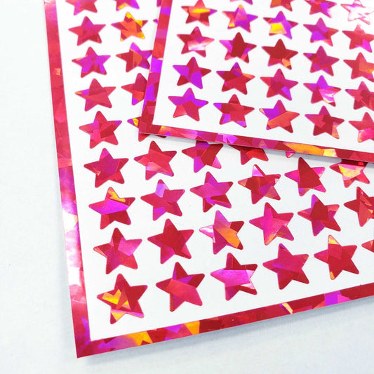 Pink Crystal Stars Sticker Sheet, set of 192 small sparkly star stickers for scrapbook pages, envelopes, journals, planners and crafts.